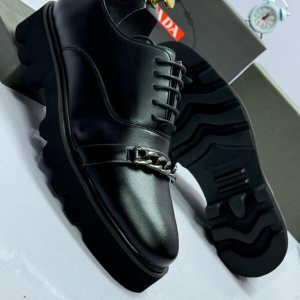 Inspired Leather Derby Shoes with Chain Detail