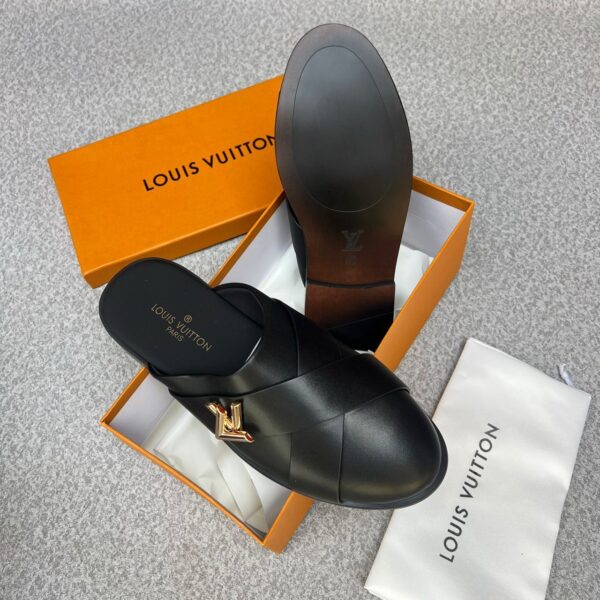 Louis Vuitton Black Leather Mules