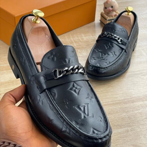 Louis Vuitton Black Monogram Embossed Loafers
