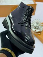 Louis Vuitton-Inspired Black Leather Ankle Boots