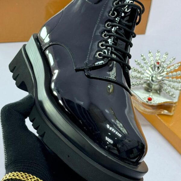 Louis Vuitton-Inspired Black Leather Ankle Boots