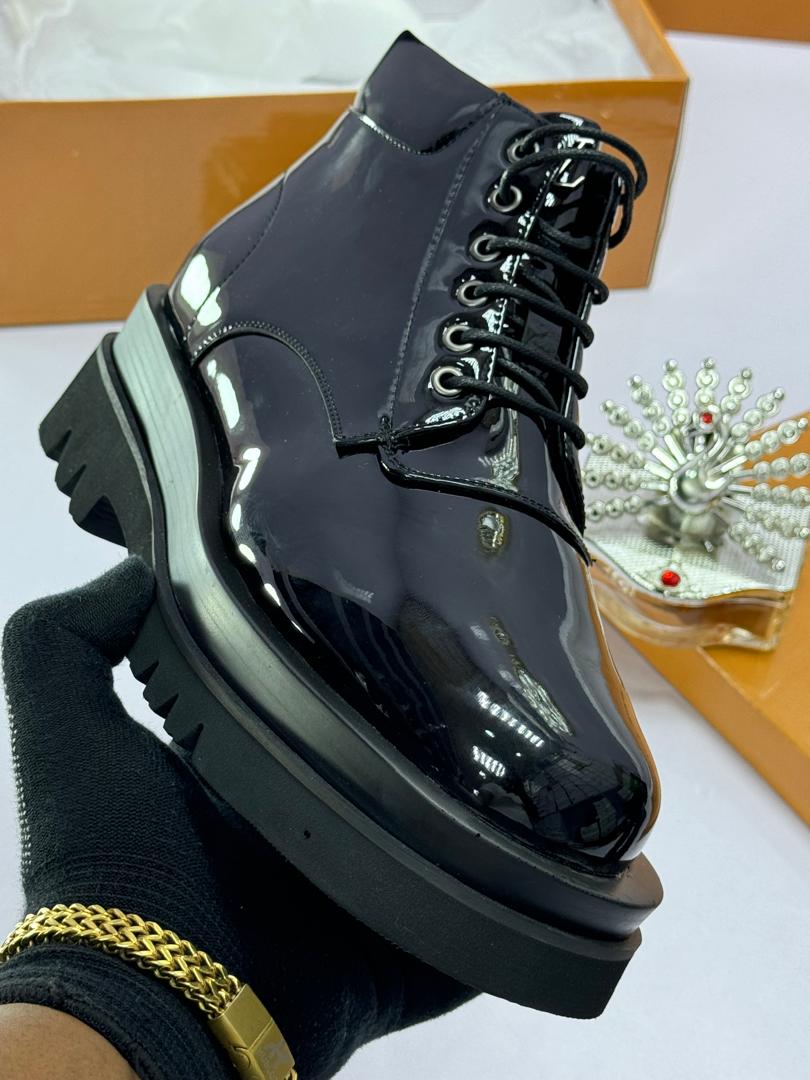 Louis Vuitton-Inspired Black Leather Ankle Boots Louis Vuitton-Inspired Black Leather Ankle Boots