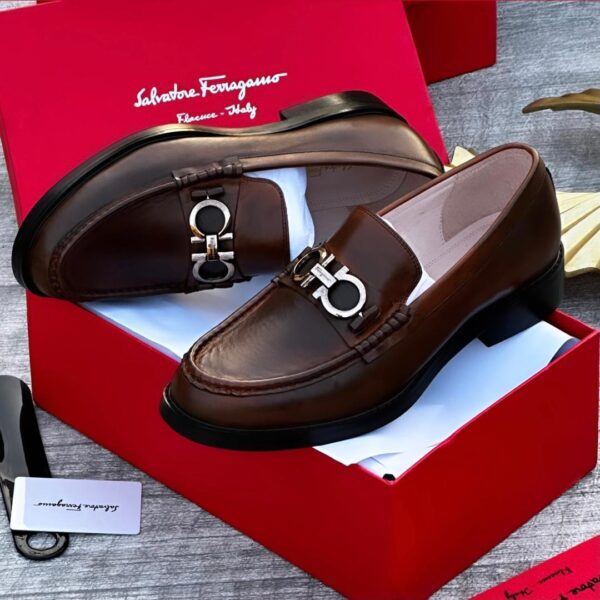 Luxury Loafers with Silver Gancini Buckle