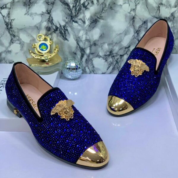 Luxury Medusa Emblem Loafers with Metal Toe Cap