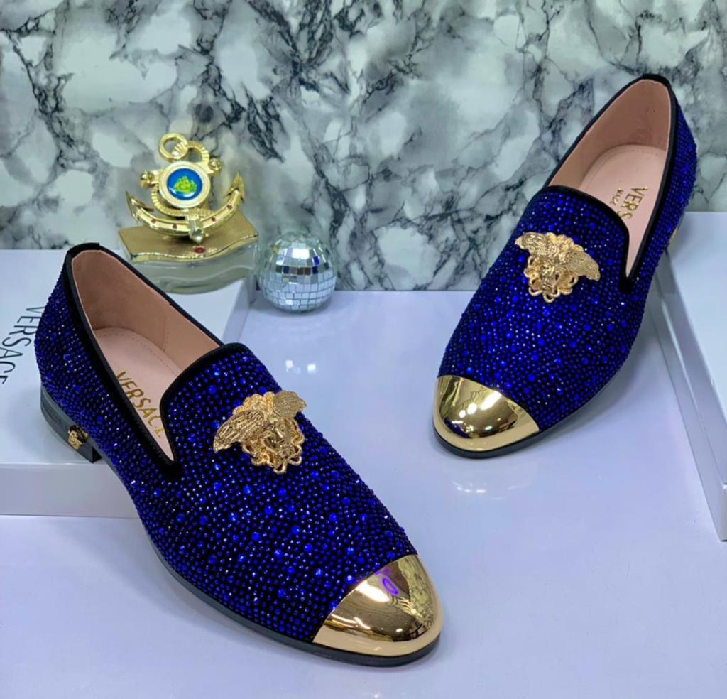 Luxury Medusa Emblem Loafers with Metal Toe Cap Luxury Medusa Emblem Loafers with Metal Toe Cap