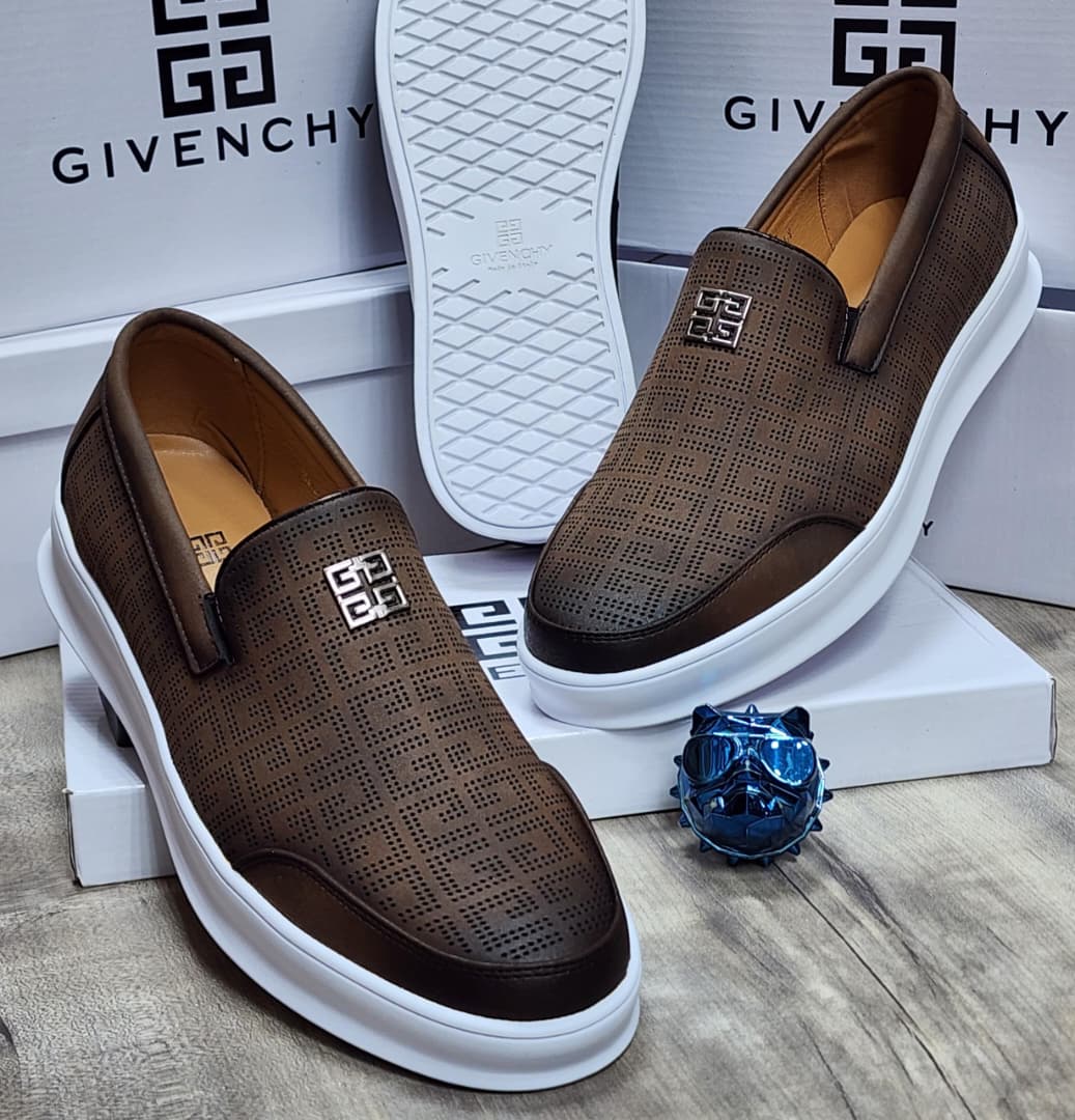 Luxury Men's Designer Footwear with Silver Logo Emblem Luxury Men's Designer Footwear with Silver Logo Emblem