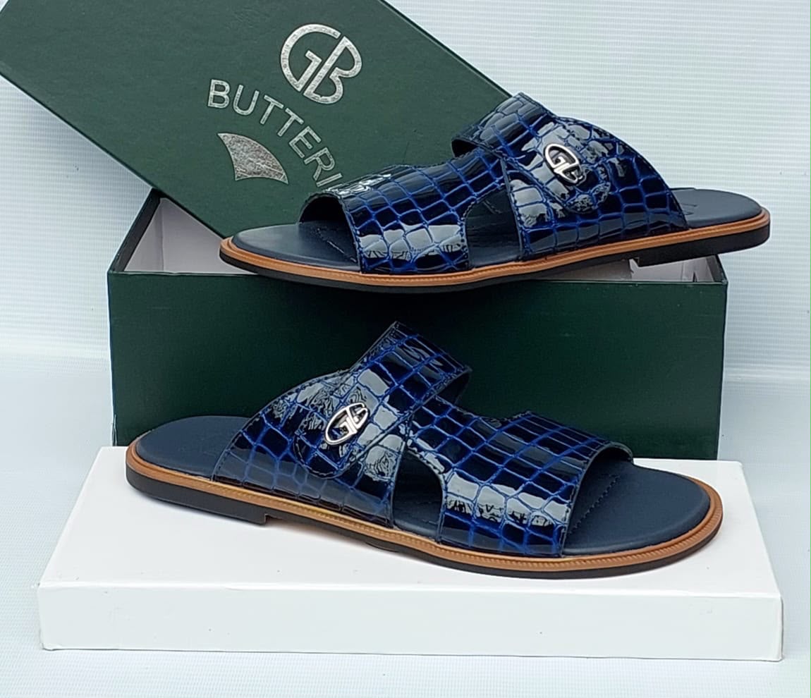 Luxury Men's Sandals with Metal Logo Accent Luxury Men's Sandals with Metal Logo Accent