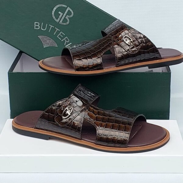 Luxury Men's Sandals with Silver GB Logo Buckle