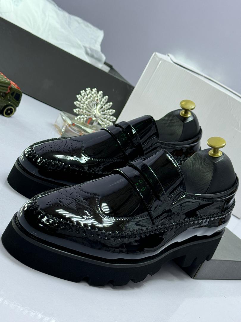 Men's Glossy Leather Lug Sole Loafers Men's Glossy Leather Lug Sole Loafers