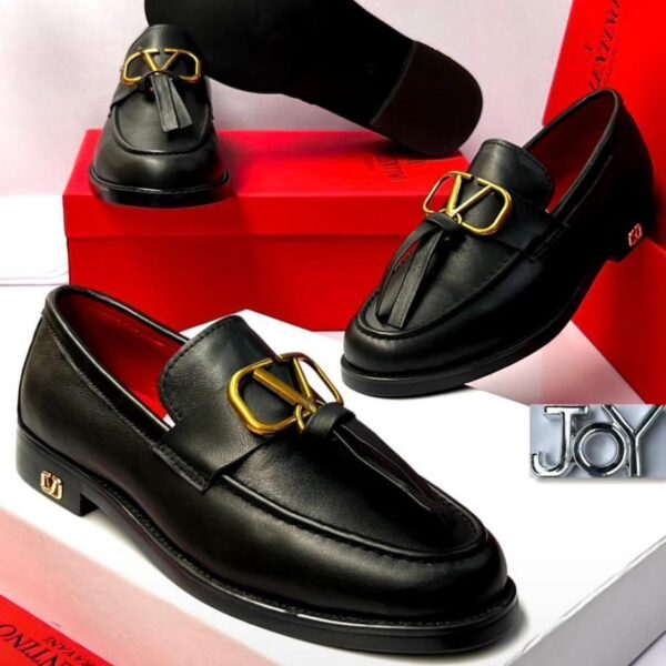 Men’s Loafers with Gold “V” Logo Emblem