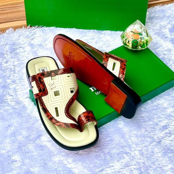 Mister Brown Snake-Print Leather Palm Slippers