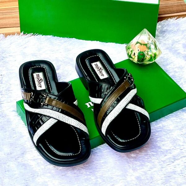 Mister Multicolored Crocodile-Texture Palm Slippers