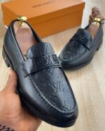 Monogram Black Leather Loafers