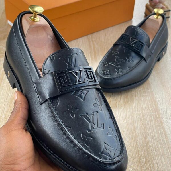 Monogram Black Leather Loafers