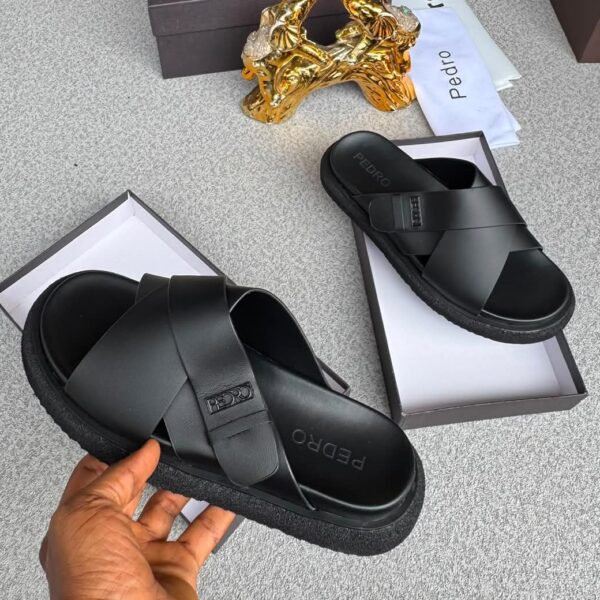 Pedro Black Crisscross Strap Sandals