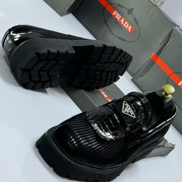 Prada-Inspired Black Patent Leather Lug Sole Loafers