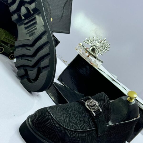 Rhinestone Black Crystal Lug Sole Loafers