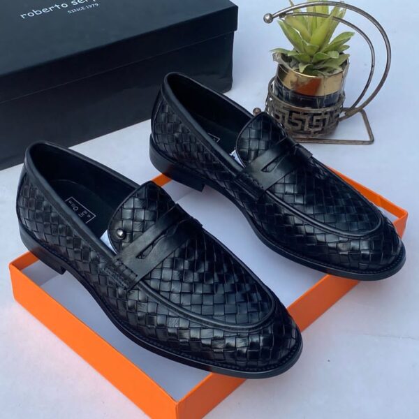 Roberto Serpentini Black Leather Loafers