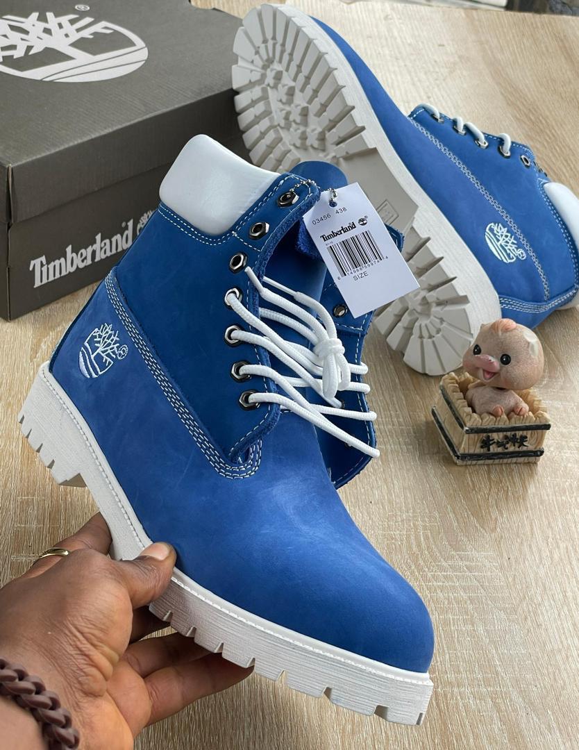 Royal Blue Suede Boots with White Collar & Rubber Outsole Royal Blue Suede Boots with White Collar & Rubber Outsole