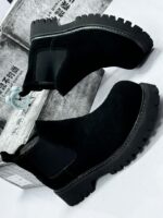 SIMANLAN Black Suede Chelsea Boots