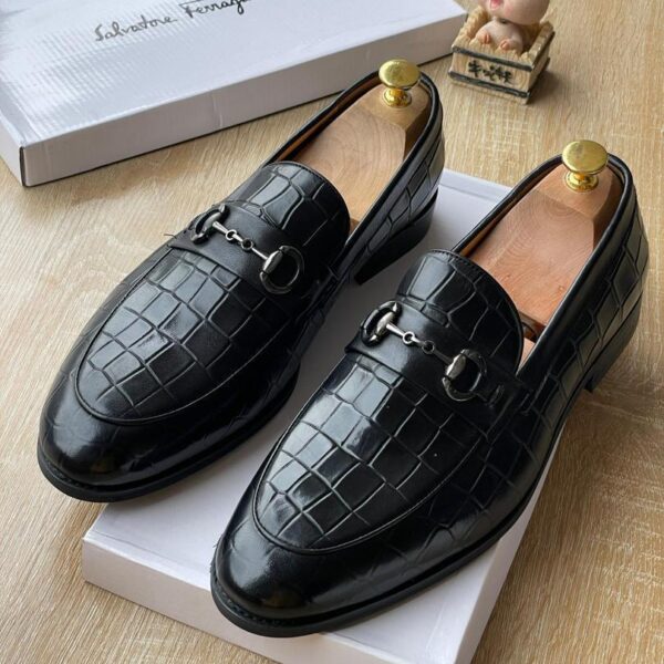 Salvatore Ferragamo-Style Mock Crocodile Bit Loafers