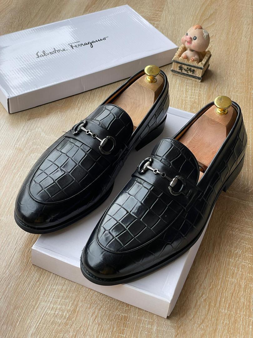 Salvatore Ferragamo-Style Mock Crocodile Bit Loafers Salvatore Ferragamo-Style Mock Crocodile Bit Loafers