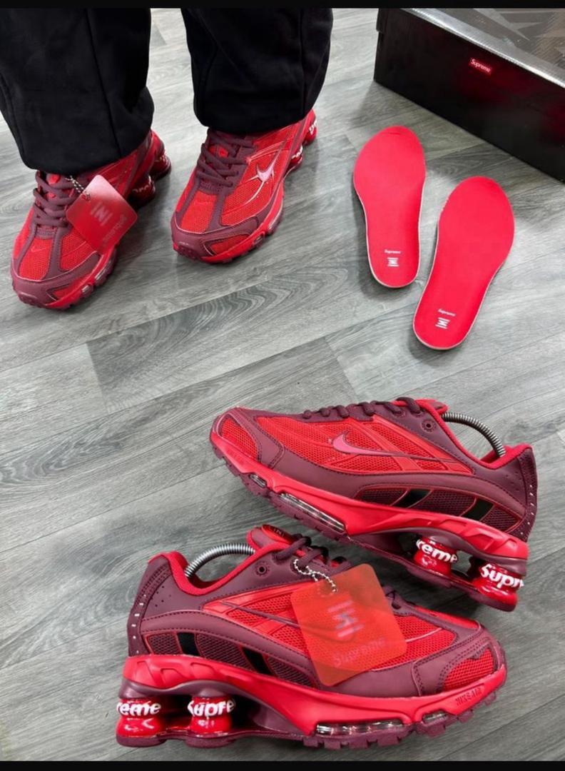 Supreme x Nike Air Max Shox Ride 2 Sneakers in Red Supreme x Nike Air Max Shox Ride 2 Sneakers in Red