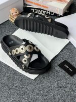Toga Virilis Black Embellished Leather Slides