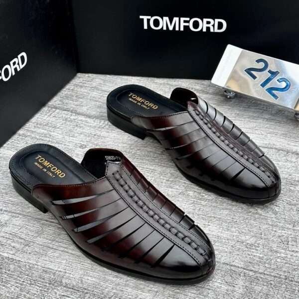 Tom Ford-Style Basket Weave Leather Half Shoes
