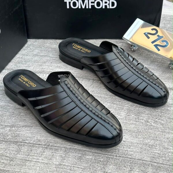 Tom Ford-Style Basket Weave Leather Half Shoes