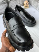 VANHUHU Black Penny Loafers