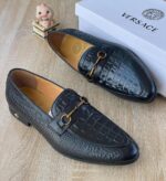Versace Crocodile-Embossed Horsebit Loafers