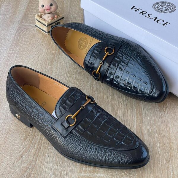 Versace Crocodile-Embossed Horsebit Loafers