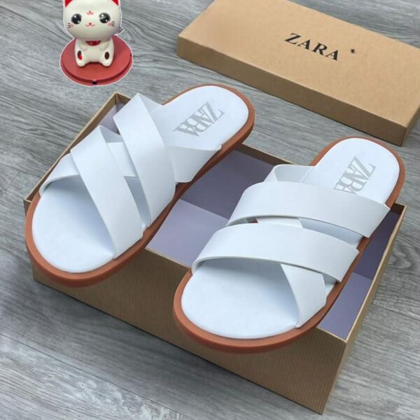 White Crisscross Strap Slides