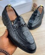 Woven Leather Slip-On Loafers