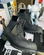 Yellow Nubuck Monogram Embossed Designer Boots