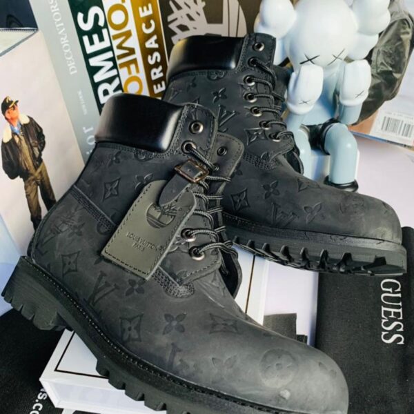 Yellow Nubuck Monogram Embossed Designer Boots