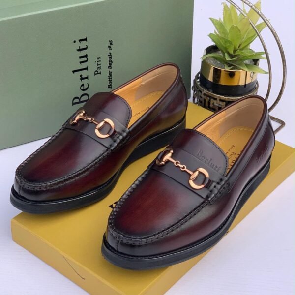 Black Woven Leather Penny Loafers