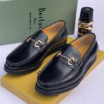 Berluti Black Leather Horsebit Loafers