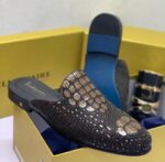 Billionaire Black Crocodile Effect Leather Half Shoes