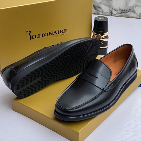 Billionaire Italian Couture Black Leather Loafers