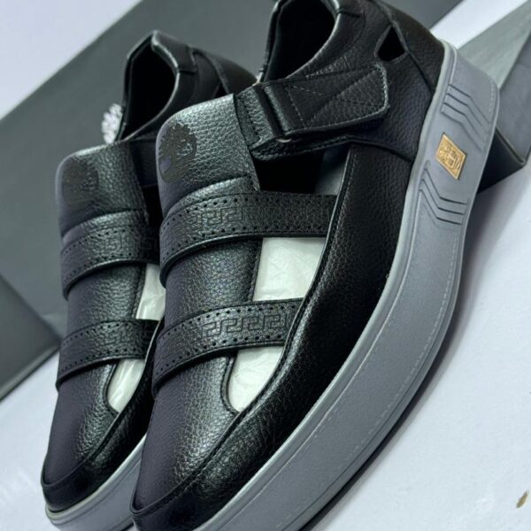 Black Hook-and-Loop Sandals