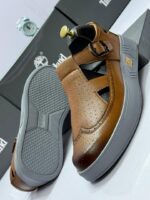 Black Leather Sandals with Buckle Strap - Image 2