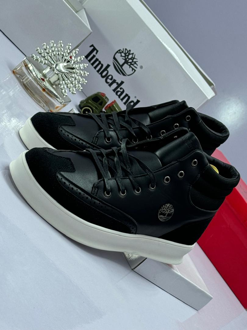 Black Leather & Suede High-Top Sneakers Black Leather & Suede High-Top Sneakers