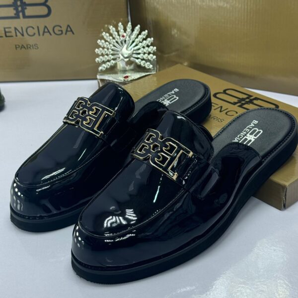 Black Patent Leather Loafers with Gold-Tone Logo Hardware