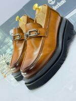 Black Patent Leather Loafers with Silver-Tone Buckle