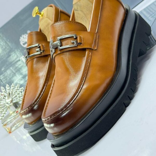 Black Patent Leather Loafers with Silver-Tone Buckle