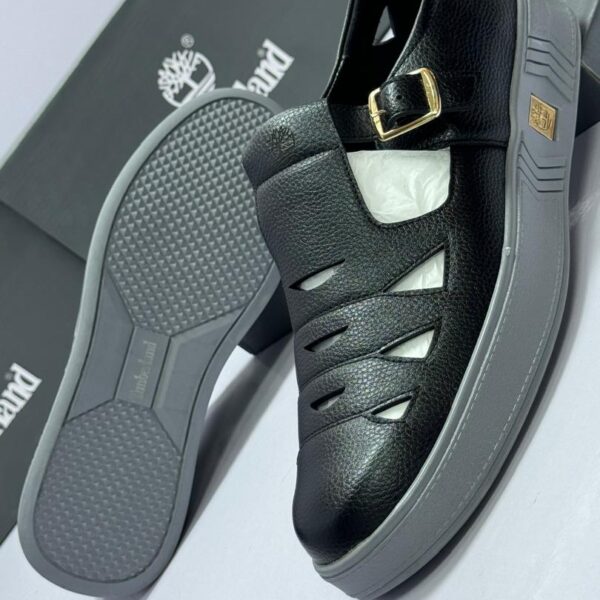 Closed-Toe Black Leather Sandals