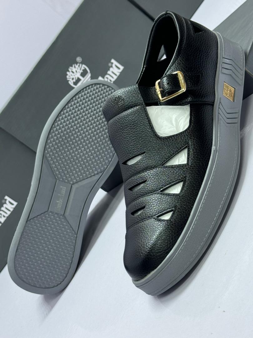 Closed-Toe Black Leather Sandals Closed-Toe Black Leather Sandals