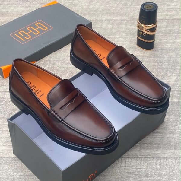 Dgg Black Leather Penny Loafers